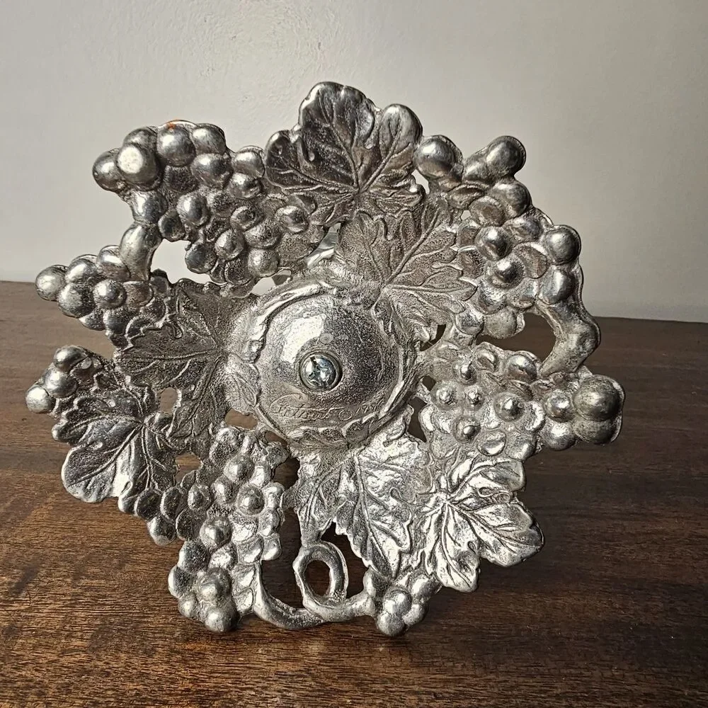 Vintage Arthur Court Grape Spiral Candle Holder Sand Cast Aluminum 1996